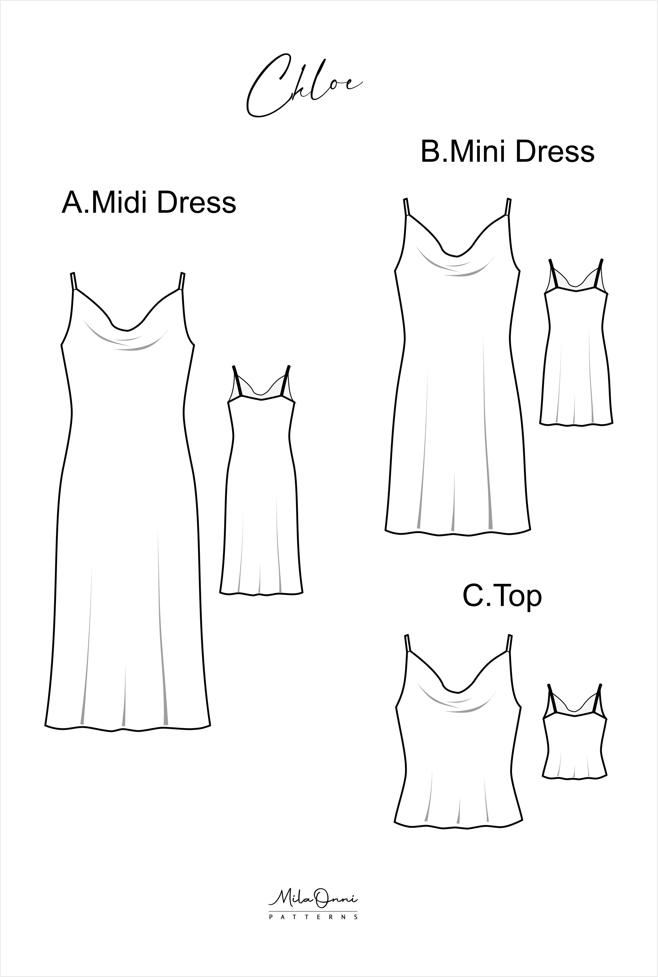 Chloe Bias Cowl Slip Dresses & Top / PDF Sewing Pattern